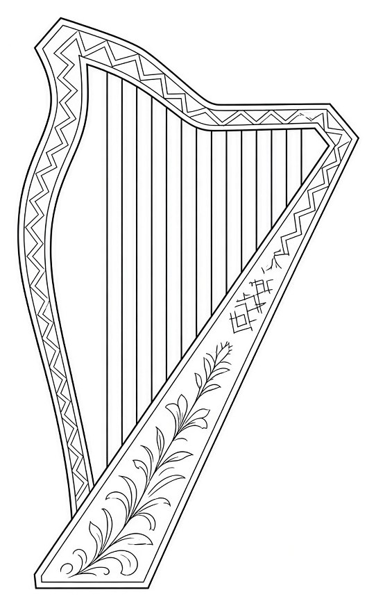 Line drawing of a Paraguayan harp